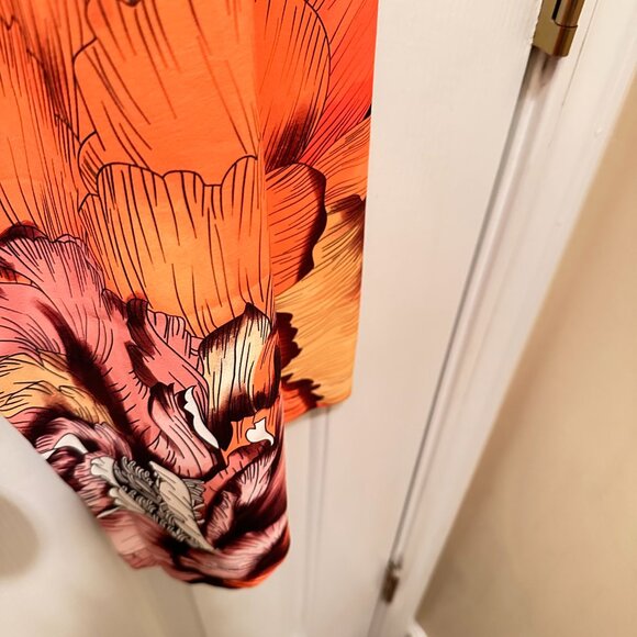 Sheer Black Floral Front Opening Kimono and Pant Set - Picture 6 of 7